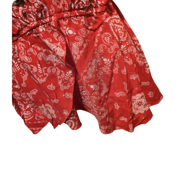 JUSTIFY Bandana V Neck Cami Tank Faux Wrap Button Front Top Red Paisley Size 1X - Picture 3 of 10